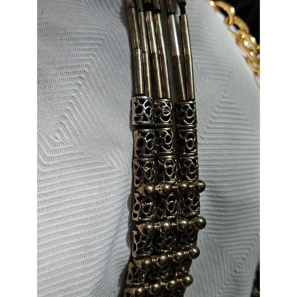 Vintage WIDE LAYERED Chain Belt MODERNIST Runway‎ Brutalist Filigree STEAMPUNK